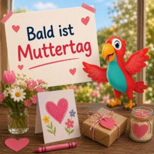 Rico der Papagei gibt Hinweise für den Muttertag