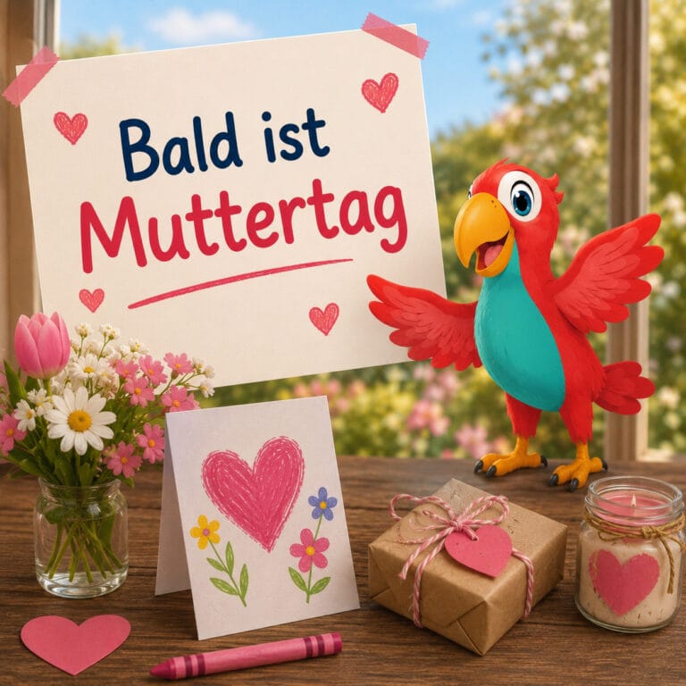 Rico der Papagei gibt Hinweise für den Muttertag